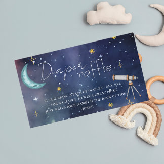 Modern Celestial Moon & Stars Diaper Raffle Enclosure Card