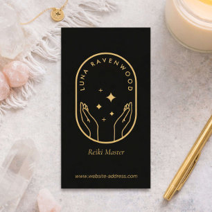 Modern Celestial Reiki Practitioner Healing Hands  Business Card