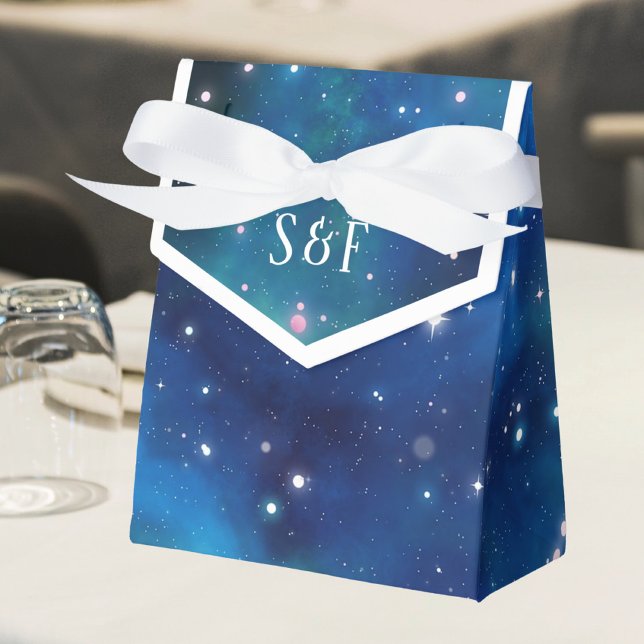 Modern Celestial Space Galaxy Wedding Favour Box (Creator Uploaded)