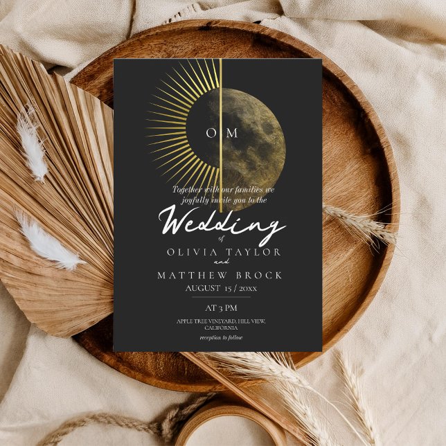 Modern Celestial Sun and Moon Wedding Invitation (Creator Uploaded)