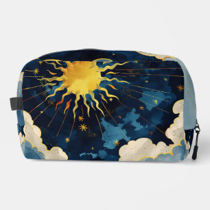 Modern Celestial Sun Stars and Blue Clouds Dopp Kit