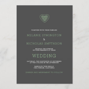 Modern Celtic Heart Irish Wedding Invite, 3981 Invitation