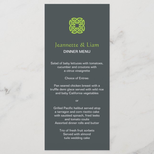Modern Celtic Knot Wedding Menu (Front)