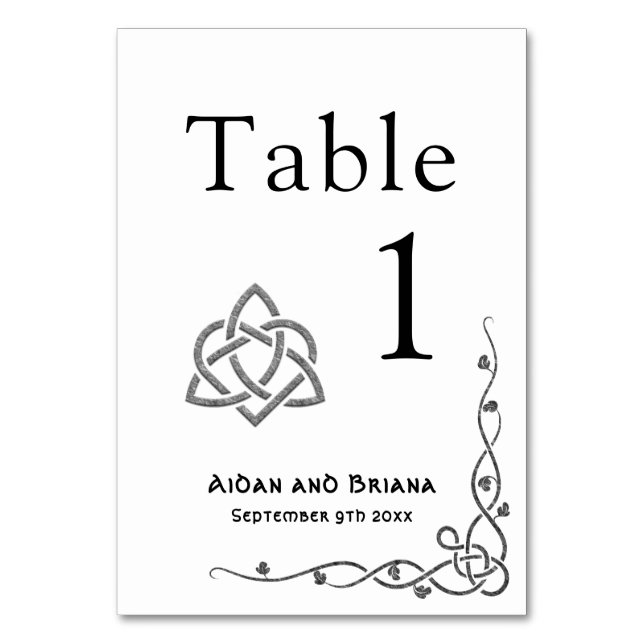 Modern Celtic symbols and foliage Table Number (Front)