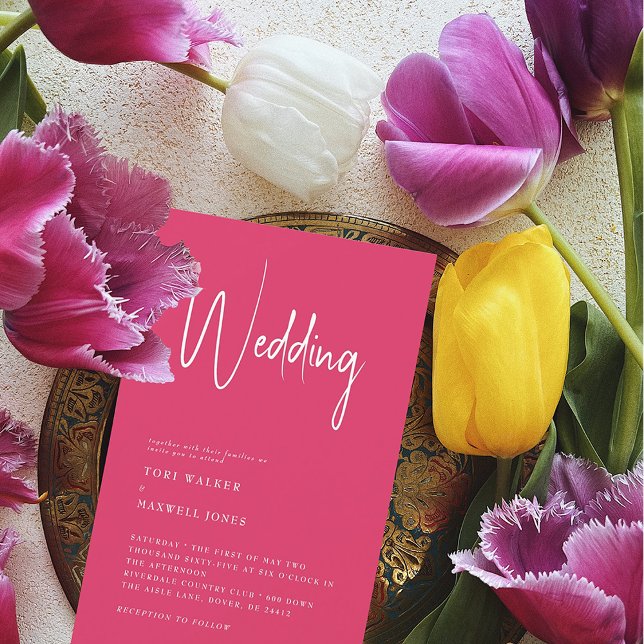 Modern Cerise No Parents Wedding Invitation (Creator Uploaded)