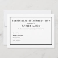 Modern Certificate of Authenticity for Art