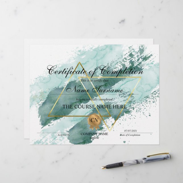 Modern Certificate of Completion Award Course  (Front/Back In Situ)