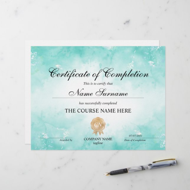 Modern Certificate of Completion Award Course  (Front/Back In Situ)