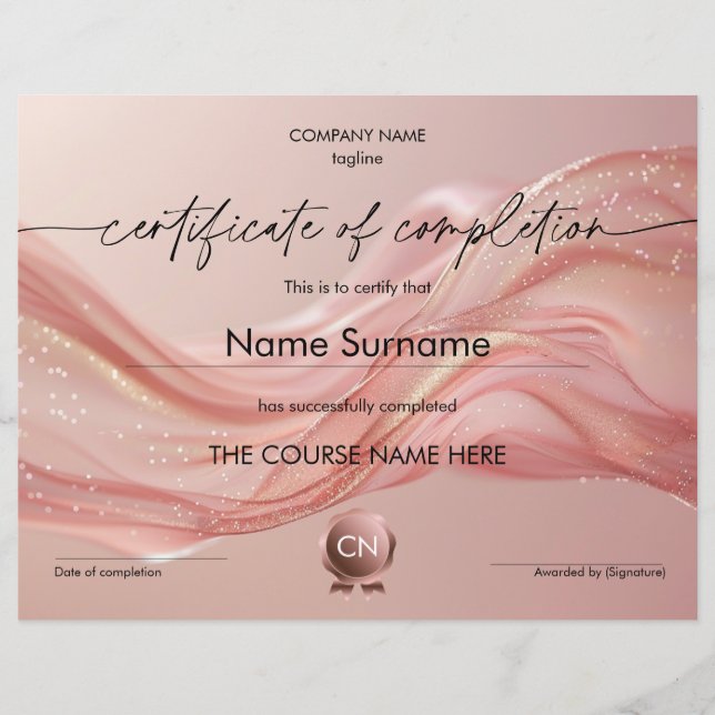 Modern Certificate of Completion Participation (Front)