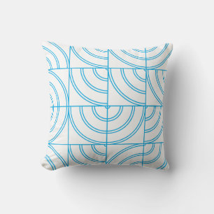 Modern Cerulean Blue Abstract Arch Geometric Throw Cushion