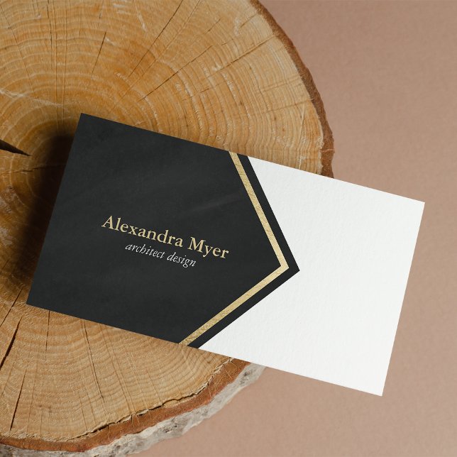Modern chalk black faux gold stripes business card (Modern chalk black faux gold stripes business card )