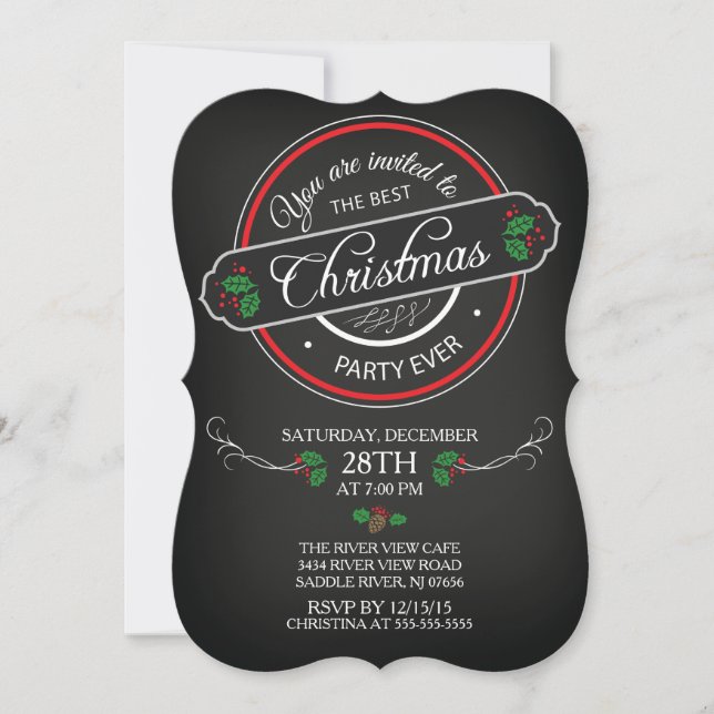 Modern Chalkboard Best Christmas Party nvitation Invitation (Front)