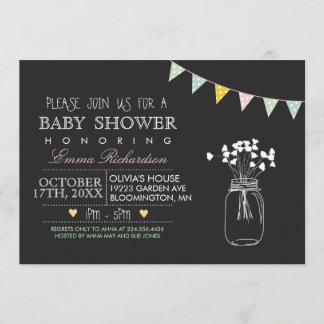 Modern Chalkboard Blue Baby Shower invitation