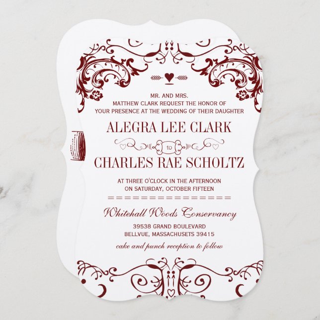Modern Chalkboard Burgundy Typography Invite (Front/Back)