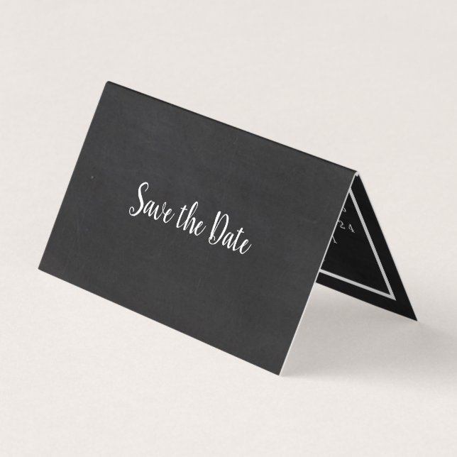 Modern Chalkboard Calendar Save The Date Card (Front)