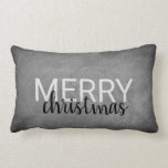 Modern chalkboard custom Merry Christmas script Lumbar Cushion<br><div class="desc">Modern chalkboard pattern custom Merry Christmas script  Christmas pillow.
You can change the text.</div>