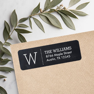 Modern Chalkboard Custom Monogram Return Address