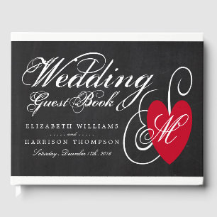 Modern Chalkboard Fancy Heart Wedding Guest Book