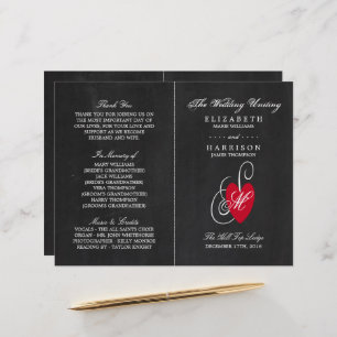 Modern Chalkboard Fancy Heart Wedding Program