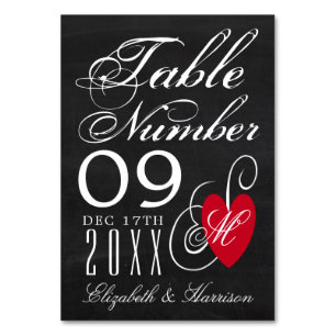 Modern Chalkboard Fancy Heart Wedding Table No. Table Number