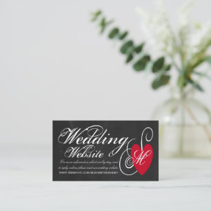 Modern Chalkboard Fancy Heart Wedding Website Enclosure Card