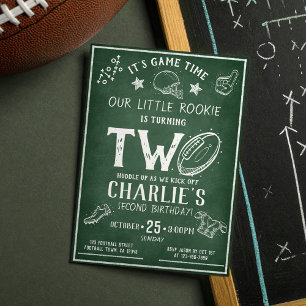 Modern Chalkboard Football All Star 2nd Birthday Invitation