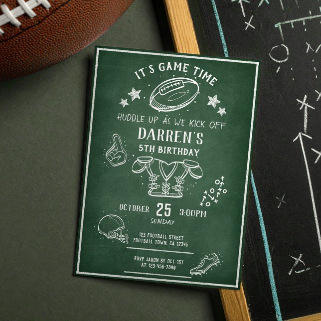 Modern Chalkboard Football All Star Birthday Invitation (Creator Uploaded)