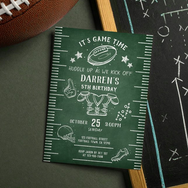 Modern Chalkboard Football Athletic Birthday Invitation (Creator Uploaded)