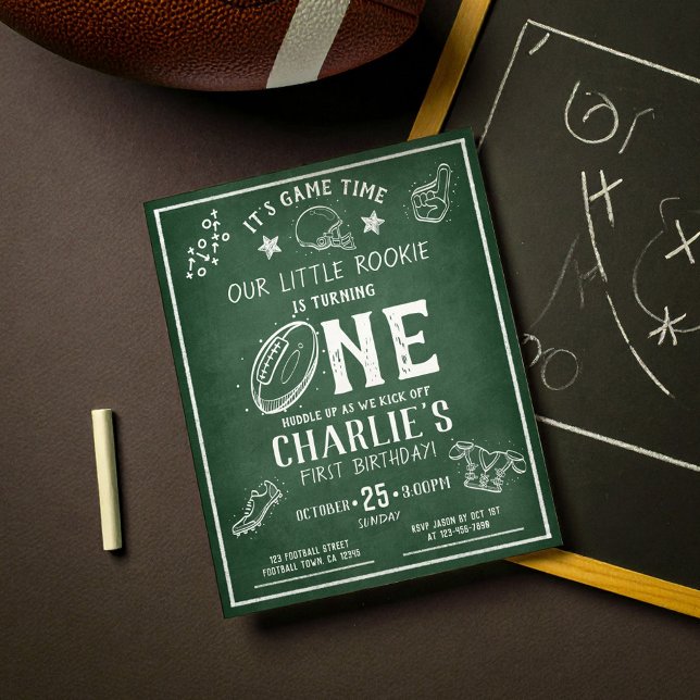 Modern Chalkboard Football Budget 1st Birthday (Creator Uploaded)
