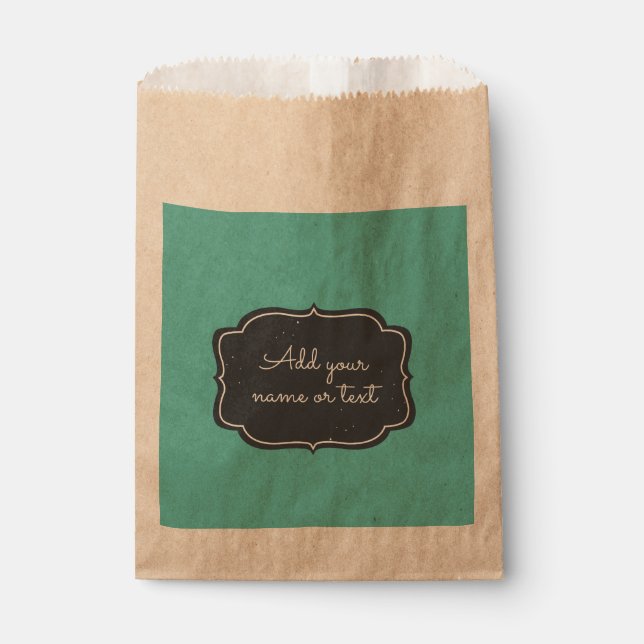 Modern Chalkboard Frame Custom Aqua Favour Bags (Front)