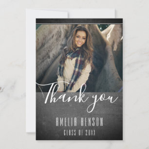 Modern Chalkboard Graduate Photo Graduation Thank You Card