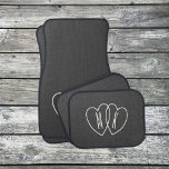 Modern Chalkboard Heart Monogram Car Floor Mats<br><div class="desc">A simple design of two hearts entwined on the dark grey car mats. Just add your initials</div>
