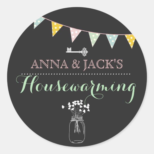 Modern Chalkboard Housewarming Sticker (Front)