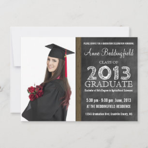 Modern Chalkboard  Photo Graduation Invitation
