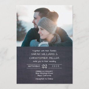 Modern Chalkboard Photo Wedding Invitation