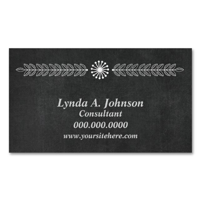 Modern Chalkboard Professional Magnetic Business Card (Front)