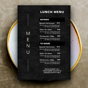 Modern Chalkboard Restaurant Lunch Menu Price List