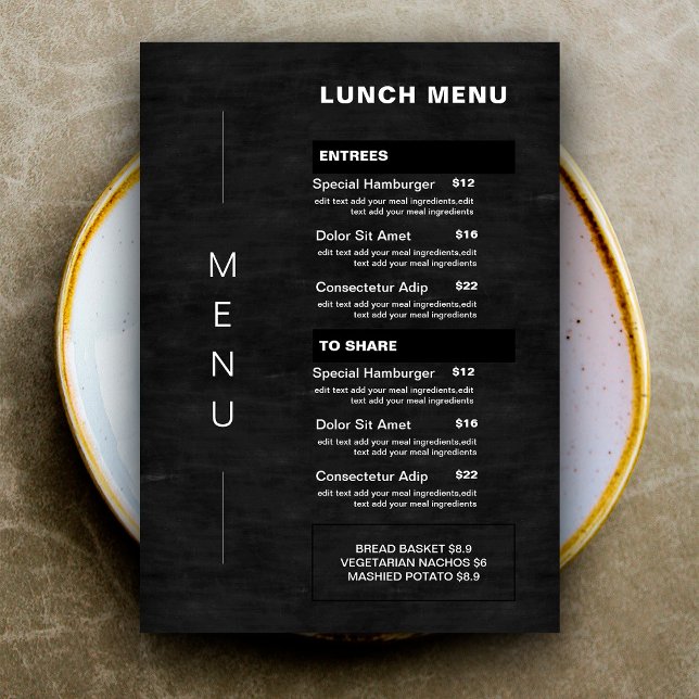 Modern Chalkboard Restaurant Lunch Menu Price List (Creator Uploaded)