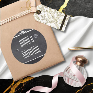 Modern Chalkboard Simple Script Classic Round Sticker