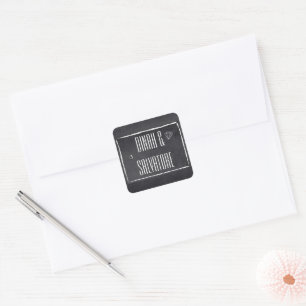 Modern Chalkboard Simple Script Square Sticker