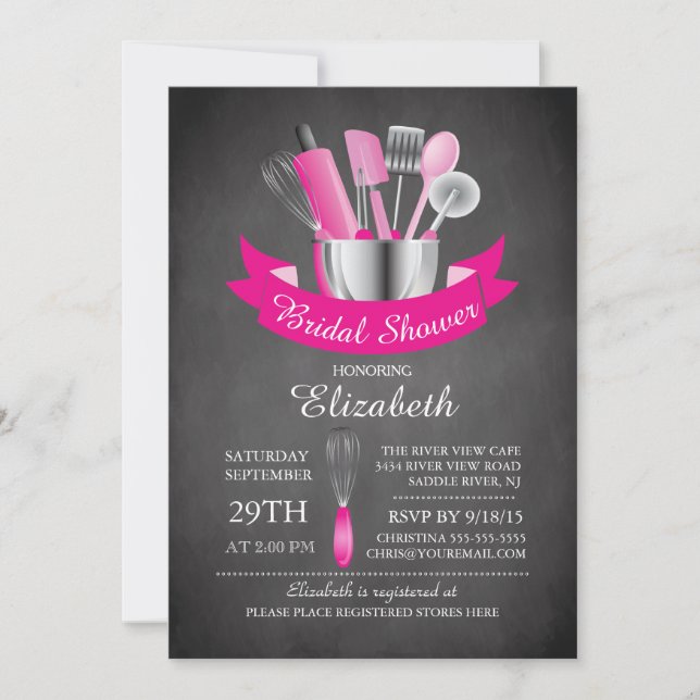 Modern Chalkboard Stock The Kitchen Bridal Shower Invitation (Front)