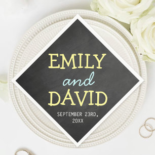 Modern Chalkboard Typography Wedding Napkins