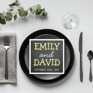 Modern Chalkboard Typography Wedding Napkins