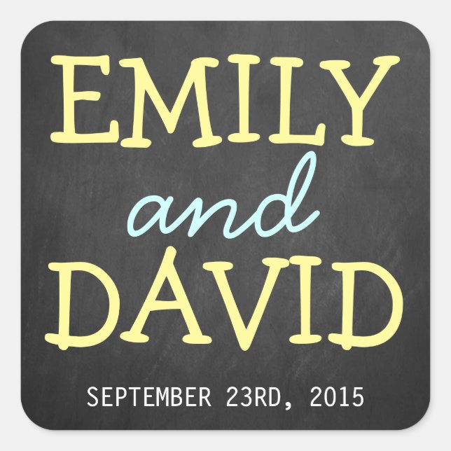 Modern Chalkboard Typography Wedding Stickers (Front)