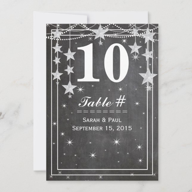 Modern Chalkboard Wedding Table No. Invitation (Front)