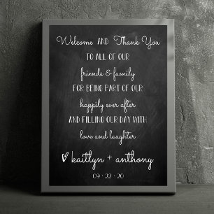 Modern Chalkboard Wedding Welcome & Thank You Sign