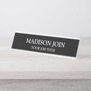 Modern Chambray black Office Employee  Desk Name Plate