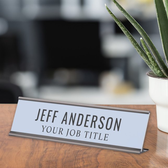 Modern Chambray Blue Office Employee Desk Name Plate (Creator Uploaded)