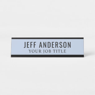 Modern Chambray Blue Office Employee Desk Name Plate