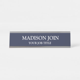 Modern Chambray navy Office Employee Desk Name Plate